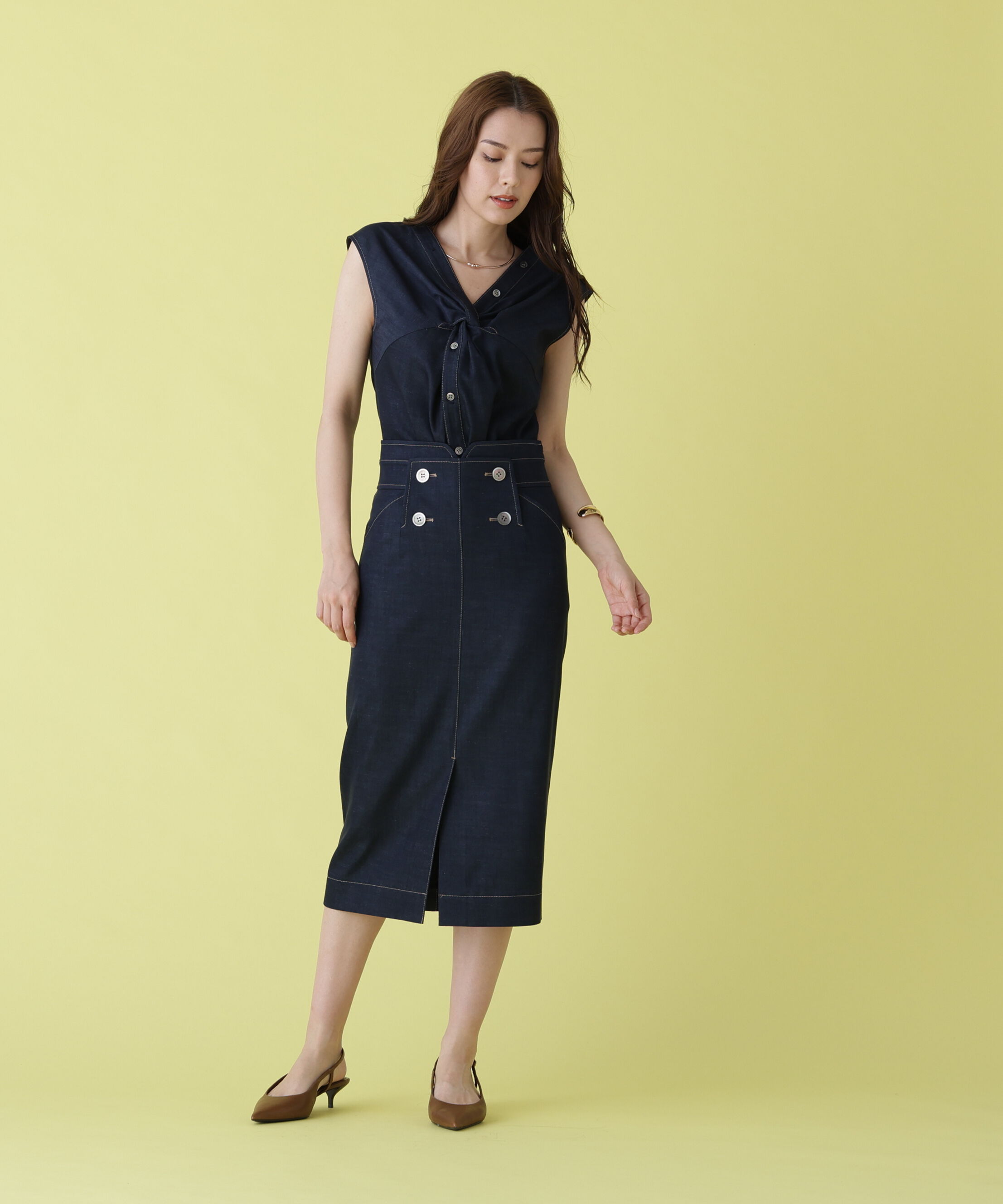  「ボタンアクセントスカート」|スカート|