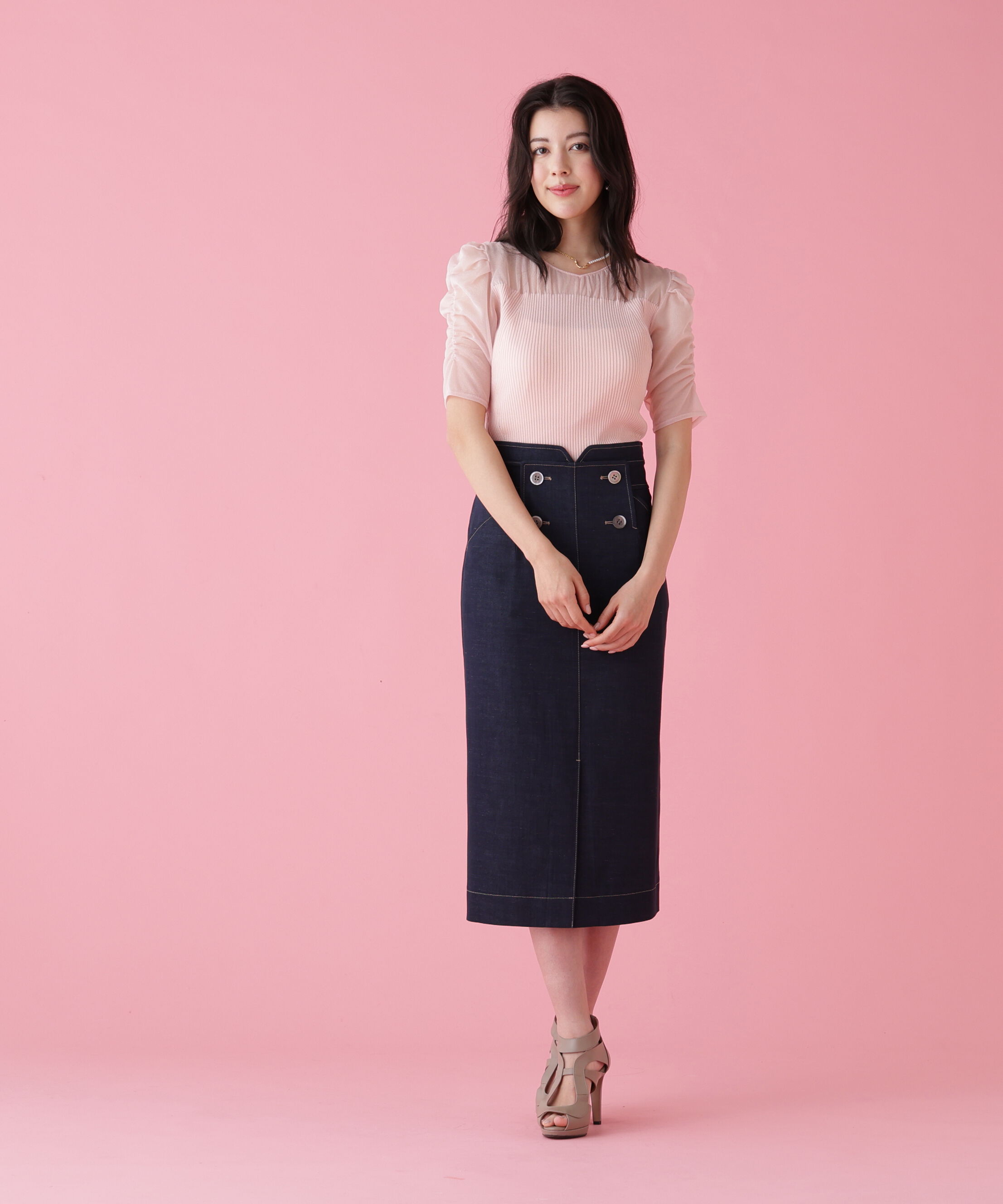  「ボタンアクセントスカート」|スカート|