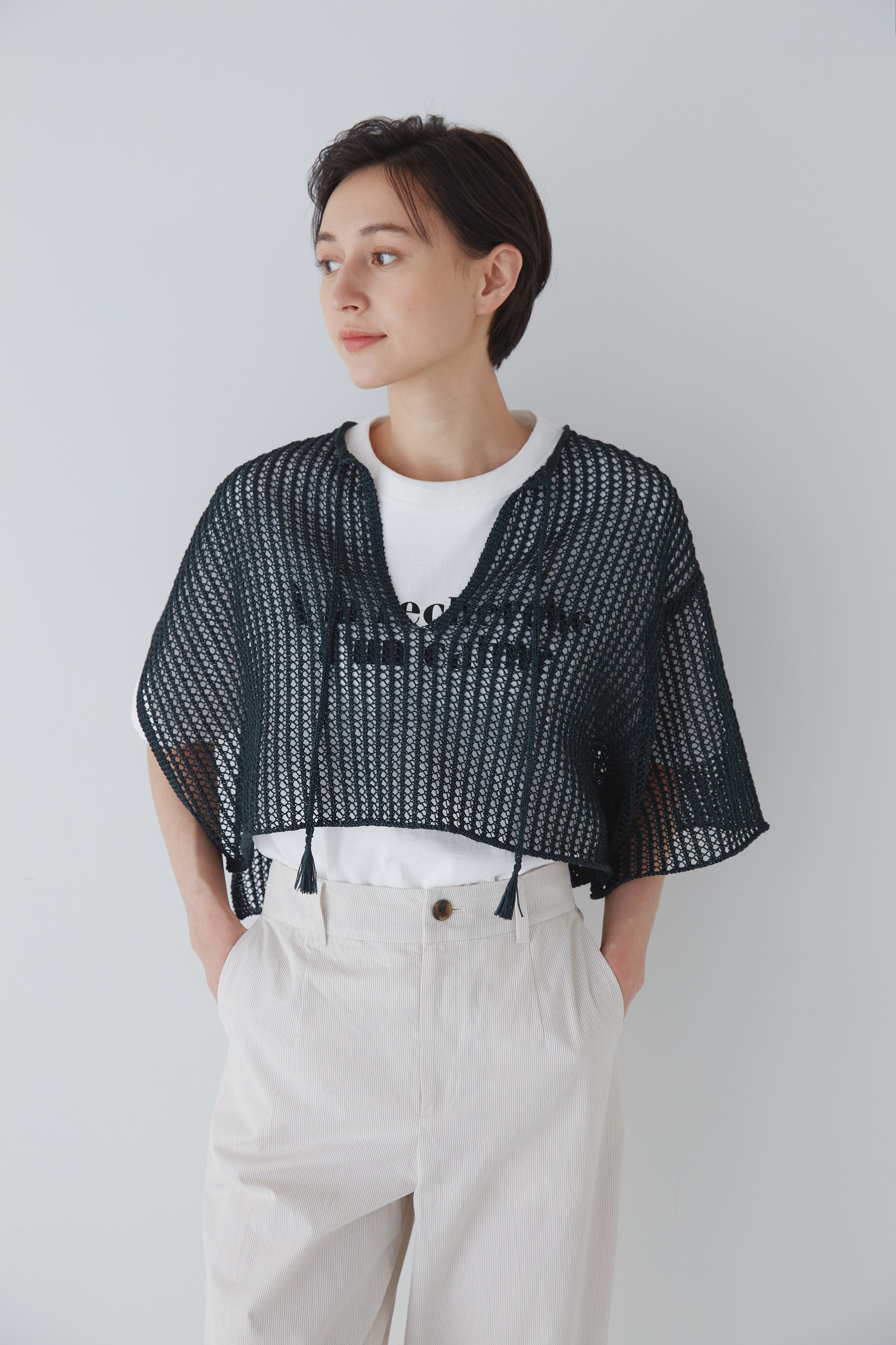  「◆アシンメトリースリーブポンチョ」|ニット・セーター|