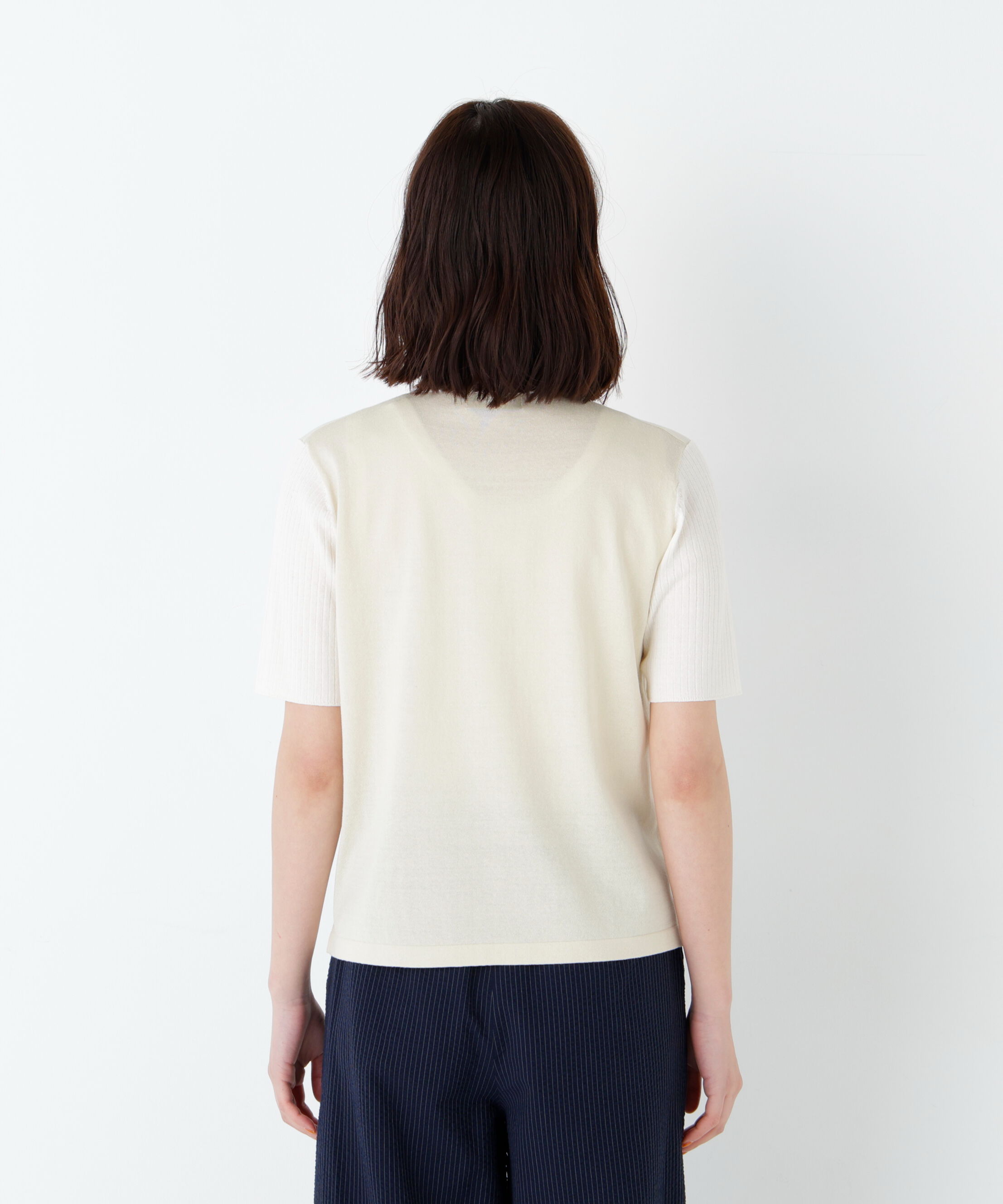  「麻混バイカラーヘンリーネックプルオーバー」|ニット・セーター|