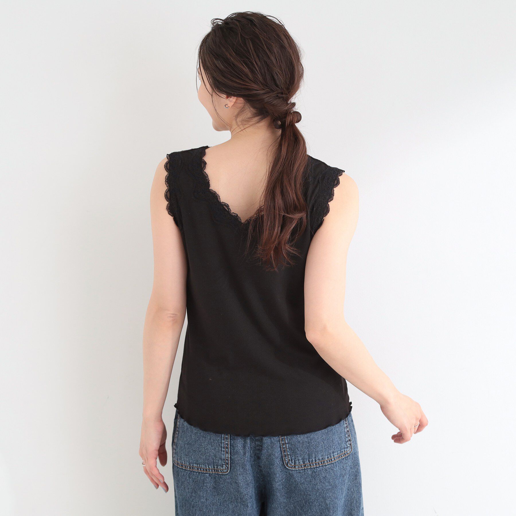 SHOO･LA･RUE「【前後2WAY/洗濯機可/S-LL】レースデザインタンクトップ」|キャミソール|