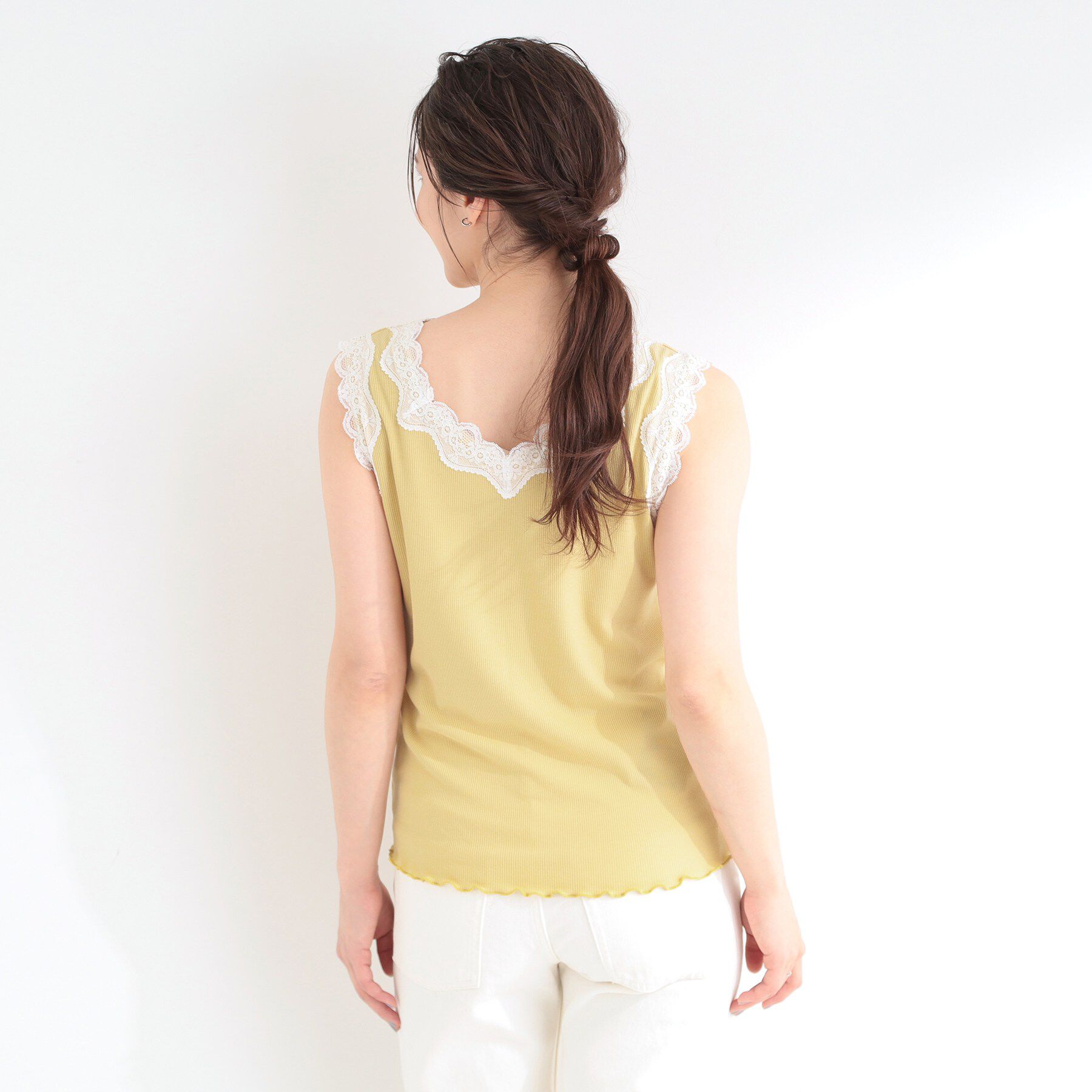 SHOO･LA･RUE「【前後2WAY/洗濯機可/S-LL】レースデザインタンクトップ」|キャミソール|