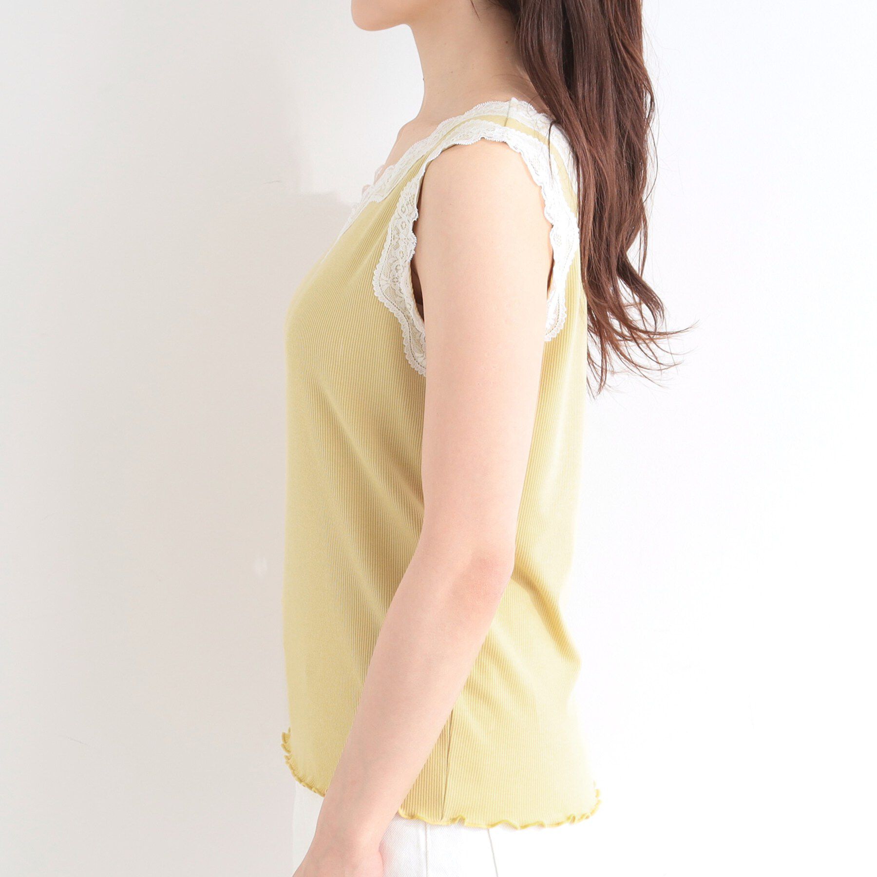 SHOO･LA･RUE「【前後2WAY/洗濯機可/S-LL】レースデザインタンクトップ」|キャミソール|