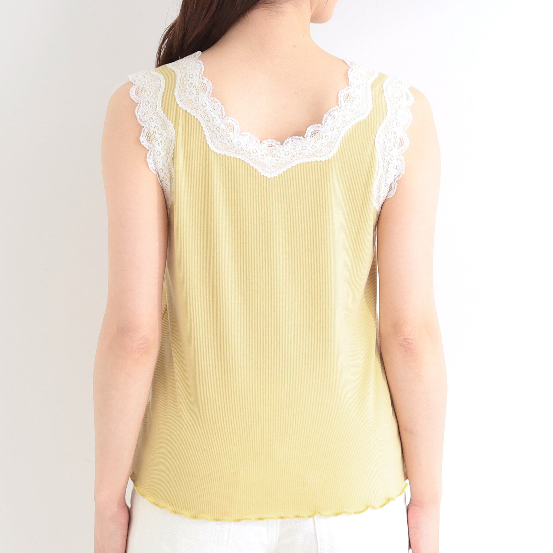 SHOO･LA･RUE「【前後2WAY/洗濯機可/S-LL】レースデザインタンクトップ」|キャミソール|