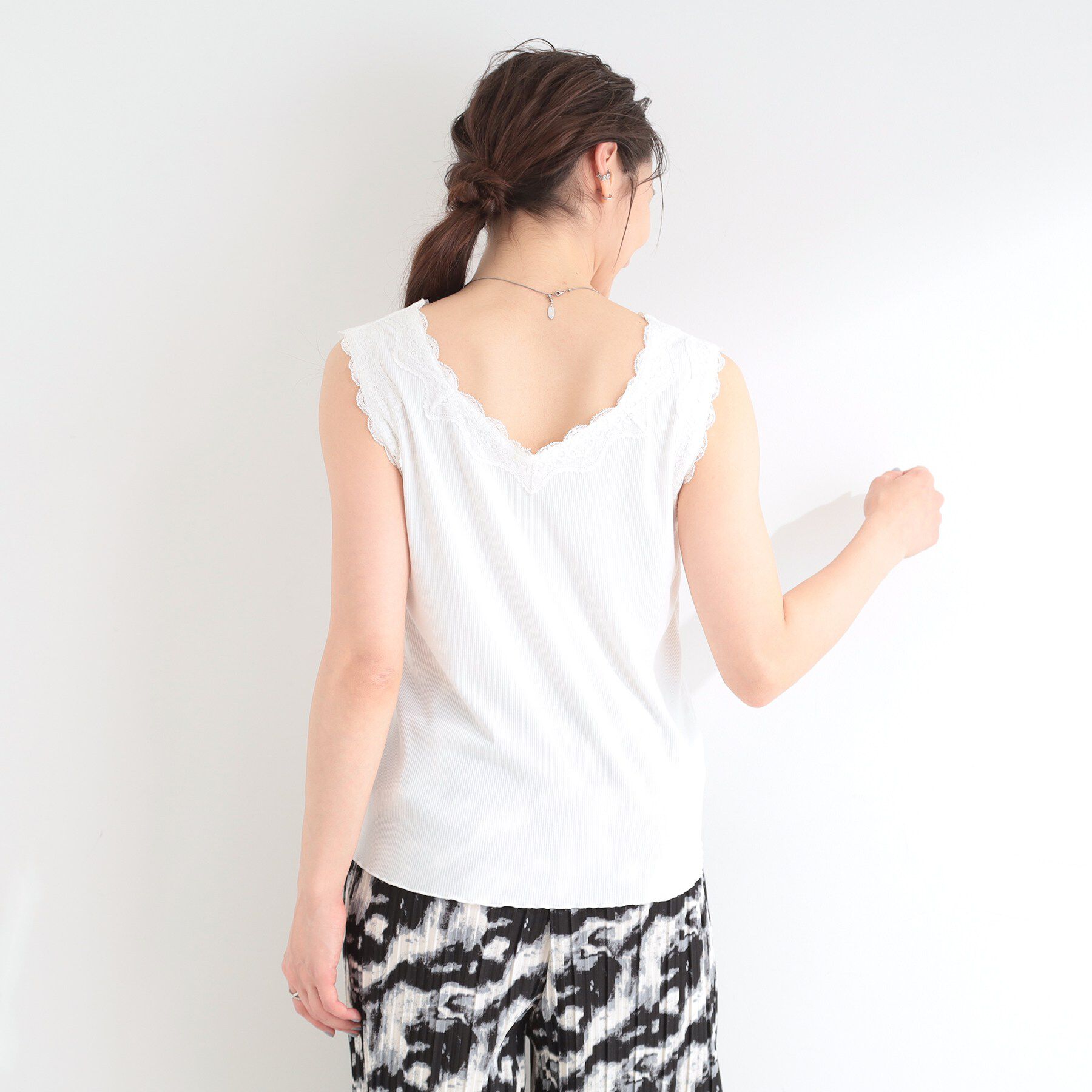 SHOO･LA･RUE「【前後2WAY/洗濯機可/S-LL】レースデザインタンクトップ」|キャミソール|