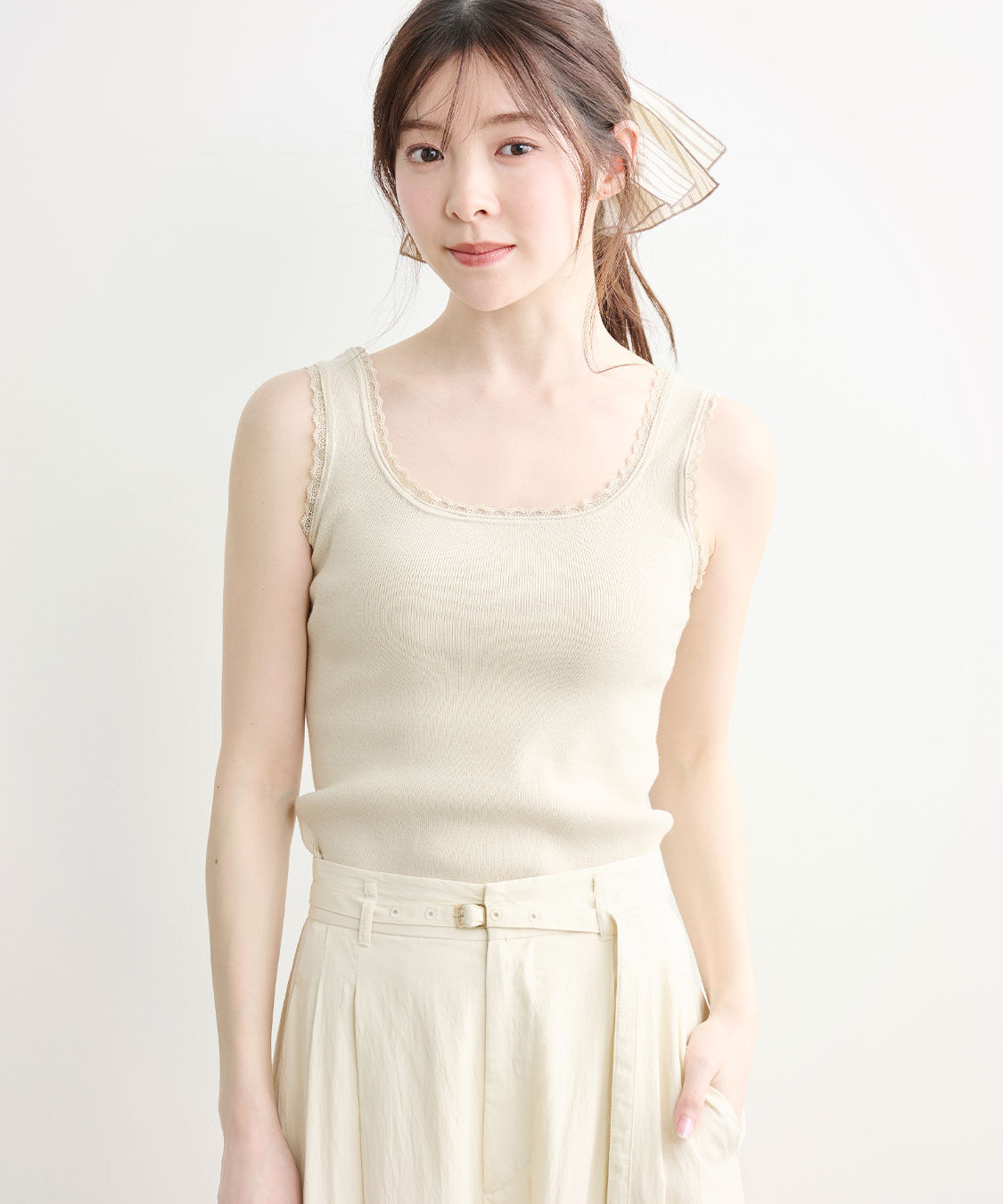 COCO DEAL「レーストリムニットタンクトップ」|ニット・セーター|オフ