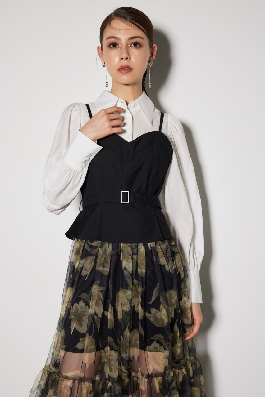 rienda「チュールドッキングビスチェパターンワンピース」|ワンピース|