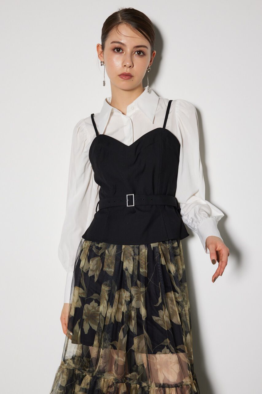 rienda「チュールドッキングビスチェパターンワンピース」|ワンピース|