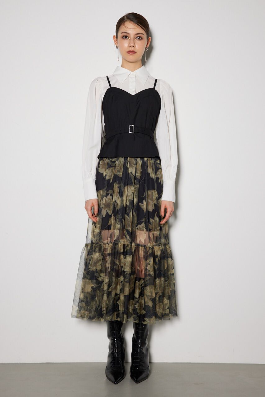 rienda「チュールドッキングビスチェパターンワンピース」|ワンピース|