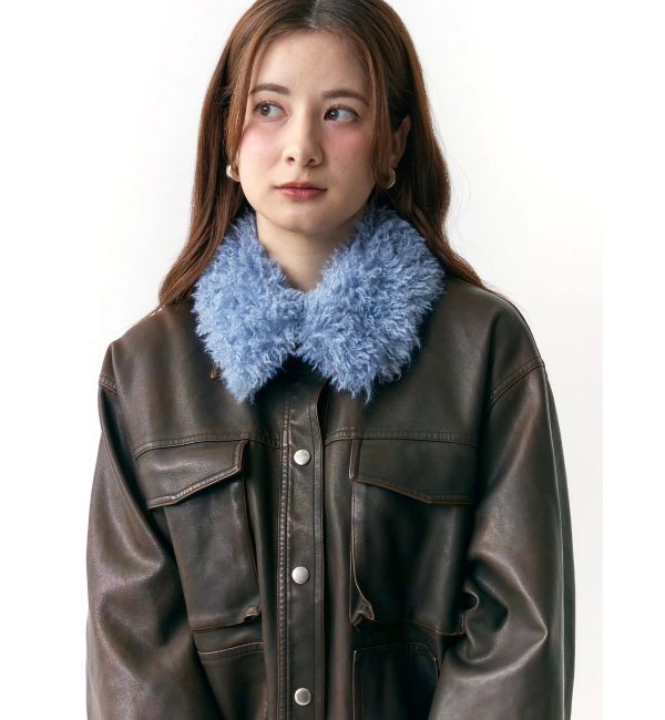 CALNAMUR「ファーカラーフェイクレザーモンスターブルゾン」|ブルゾン・スタジャン|