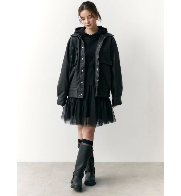 CALNAMUR「ファーカラーフェイクレザーモンスターブルゾン」|ブルゾン・スタジャン|