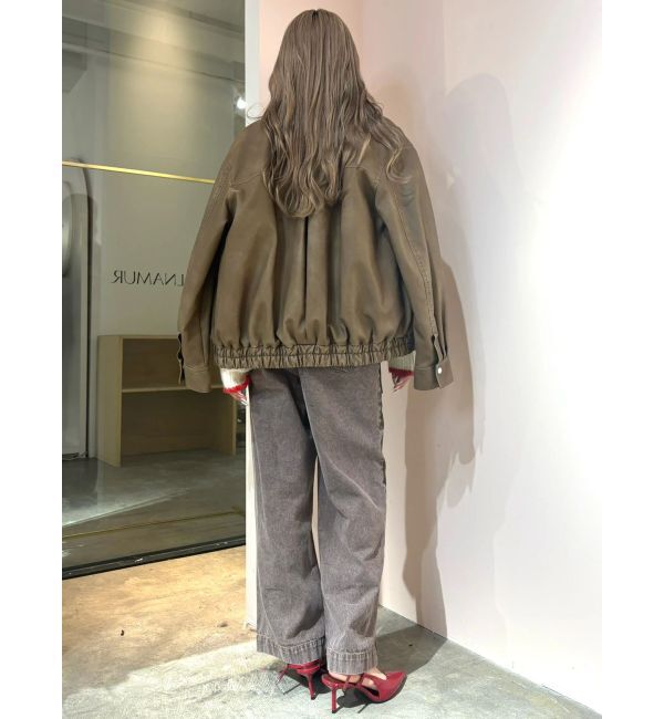 CALNAMUR「ファーカラーフェイクレザーモンスターブルゾン」|ブルゾン・スタジャン|