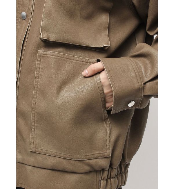 CALNAMUR「ファーカラーフェイクレザーモンスターブルゾン」|ブルゾン・スタジャン|