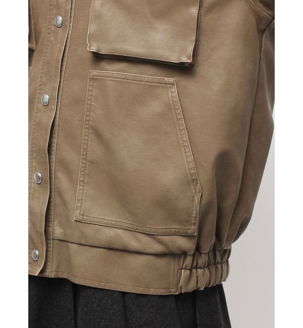 CALNAMUR「ファーカラーフェイクレザーモンスターブルゾン」|ブルゾン・スタジャン|