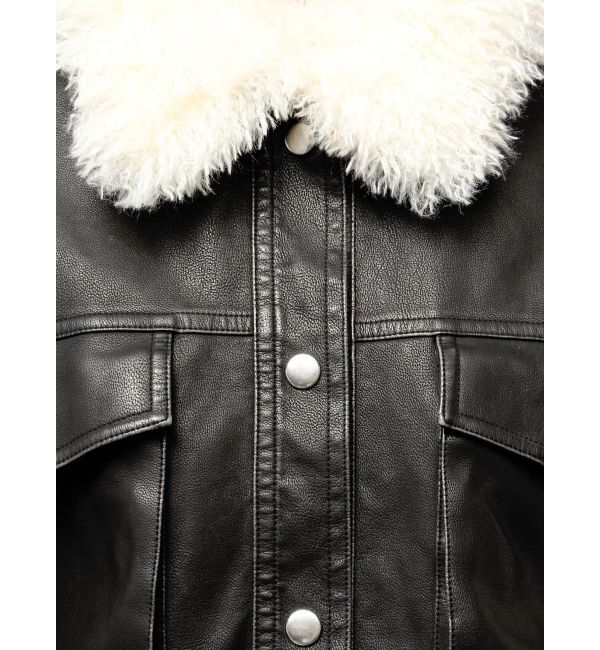 CALNAMUR「ファーカラーフェイクレザーモンスターブルゾン」|ブルゾン・スタジャン|