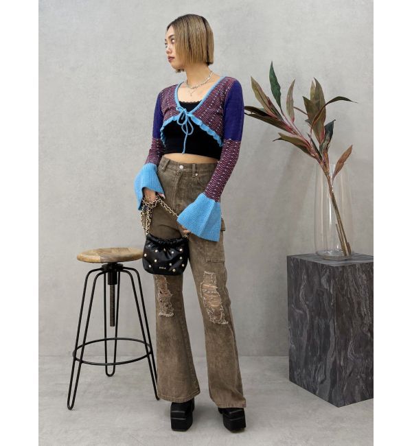 EVRIS「オリジナルパターンショートニットカーディガン」|ニット・セーター|