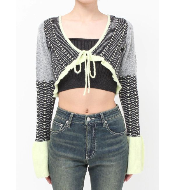 EVRIS「オリジナルパターンショートニットカーディガン」|ニット・セーター|