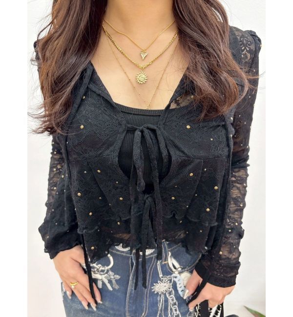 EVRIS「スタッズレースリボンシャツ」|シャツ・ブラウス|