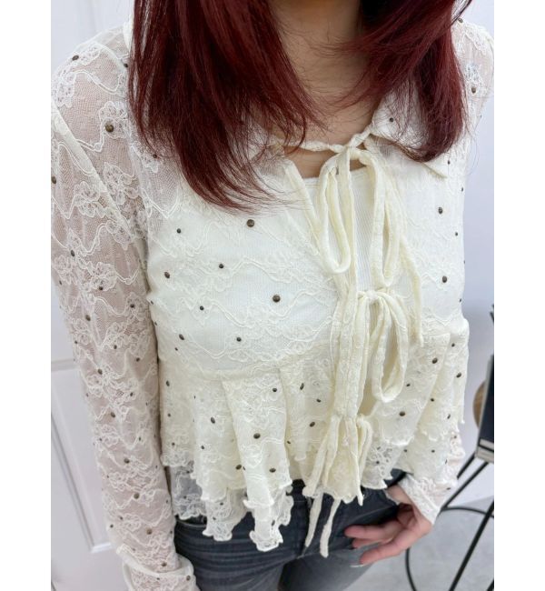 EVRIS「スタッズレースリボンシャツ」|シャツ・ブラウス|