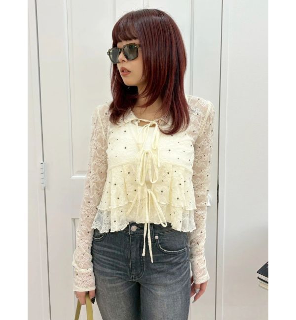 EVRIS「スタッズレースリボンシャツ」|シャツ・ブラウス|