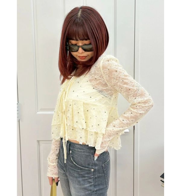 EVRIS「スタッズレースリボンシャツ」|シャツ・ブラウス|