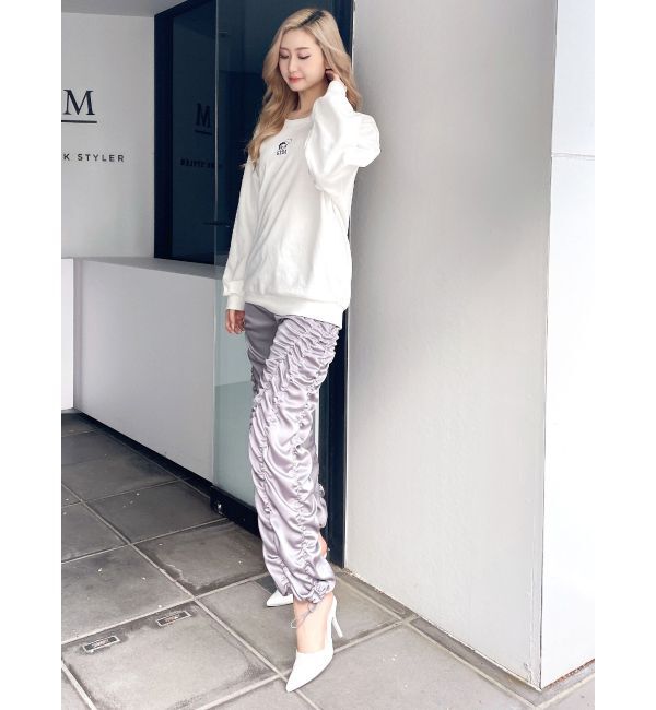 GYDA「サテンギャザーワイドパンツ」|その他|