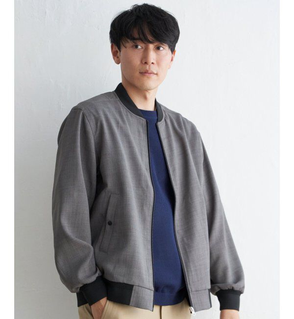 ikka「イージーケアリネンライクブルゾン」|ブルゾン・スタジャン|ミディアムグレー