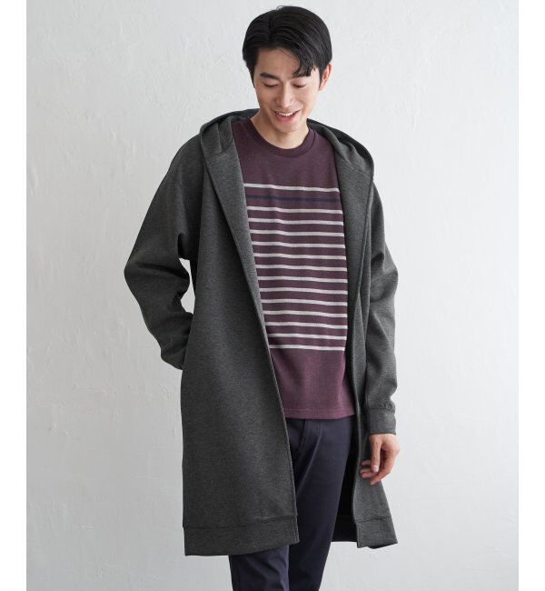 ikka「鹿の子ダンボールフーディガン」|カーディガン|チャコール