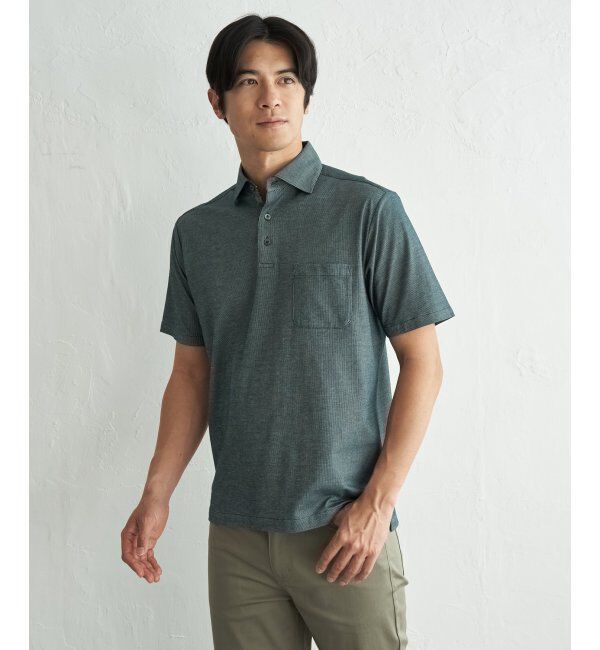 IKKA LOUNGE「【吸水速乾／イージーケア】アーバンドライ冷感コードレーンポロシャツ」|Tシャツ・カットソー|グリーン