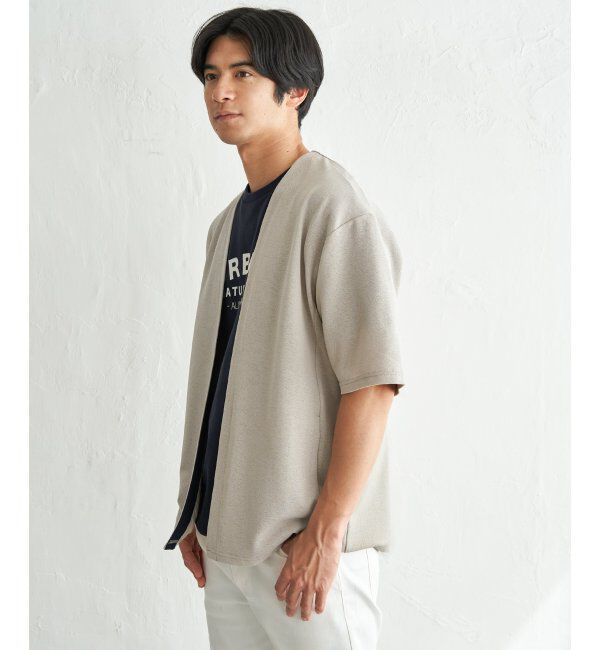 ikka「冷感DRY鹿の子5分袖カーディガン」|カーディガン|