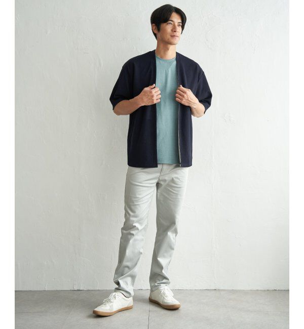 ikka「冷感DRY鹿の子5分袖カーディガン」|カーディガン|