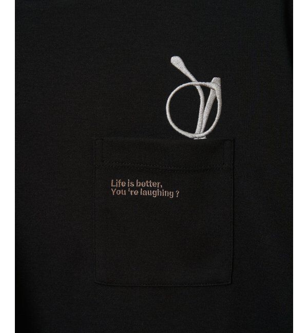 ikka「冷感ポンチメガネ刺繍ポケT」|Tシャツ・カットソー|