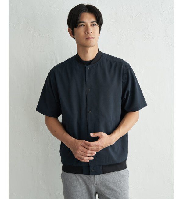 ikka「【イージーケア】半袖ブルゾン」|ブルゾン・スタジャン|ネイビーブルー