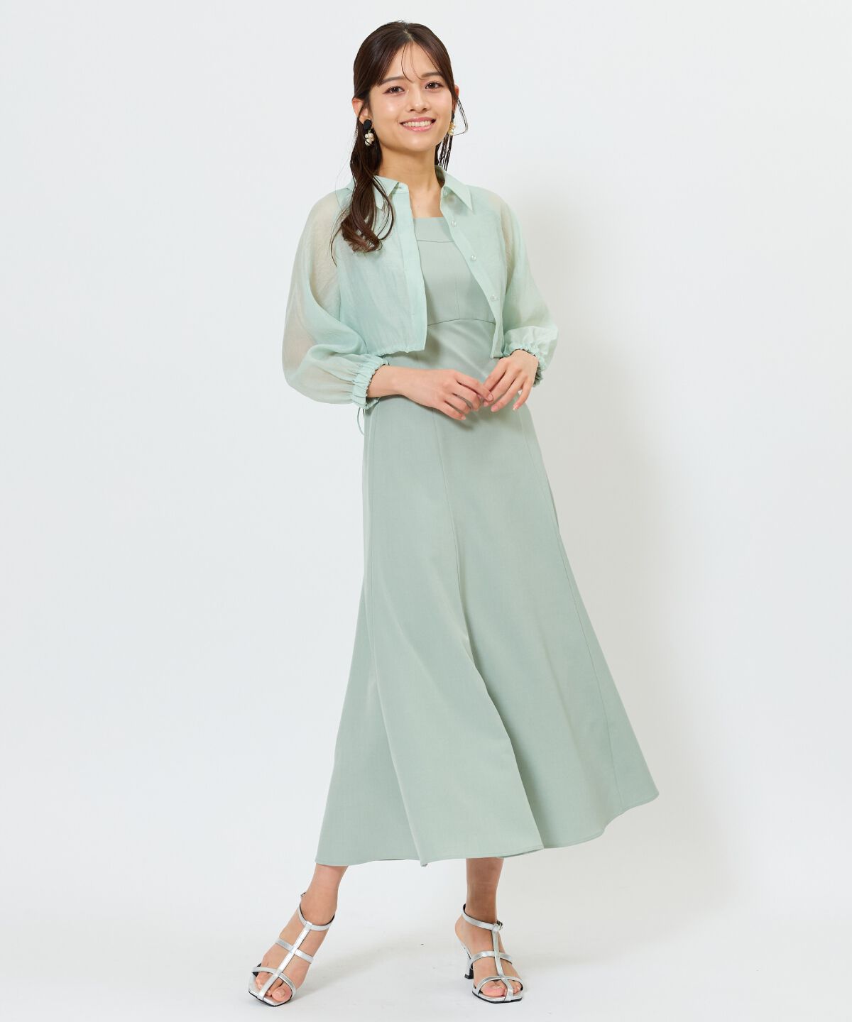 アンドクチュール「シアーシャツ＆ワンピースSET」|ワンピース|ミント