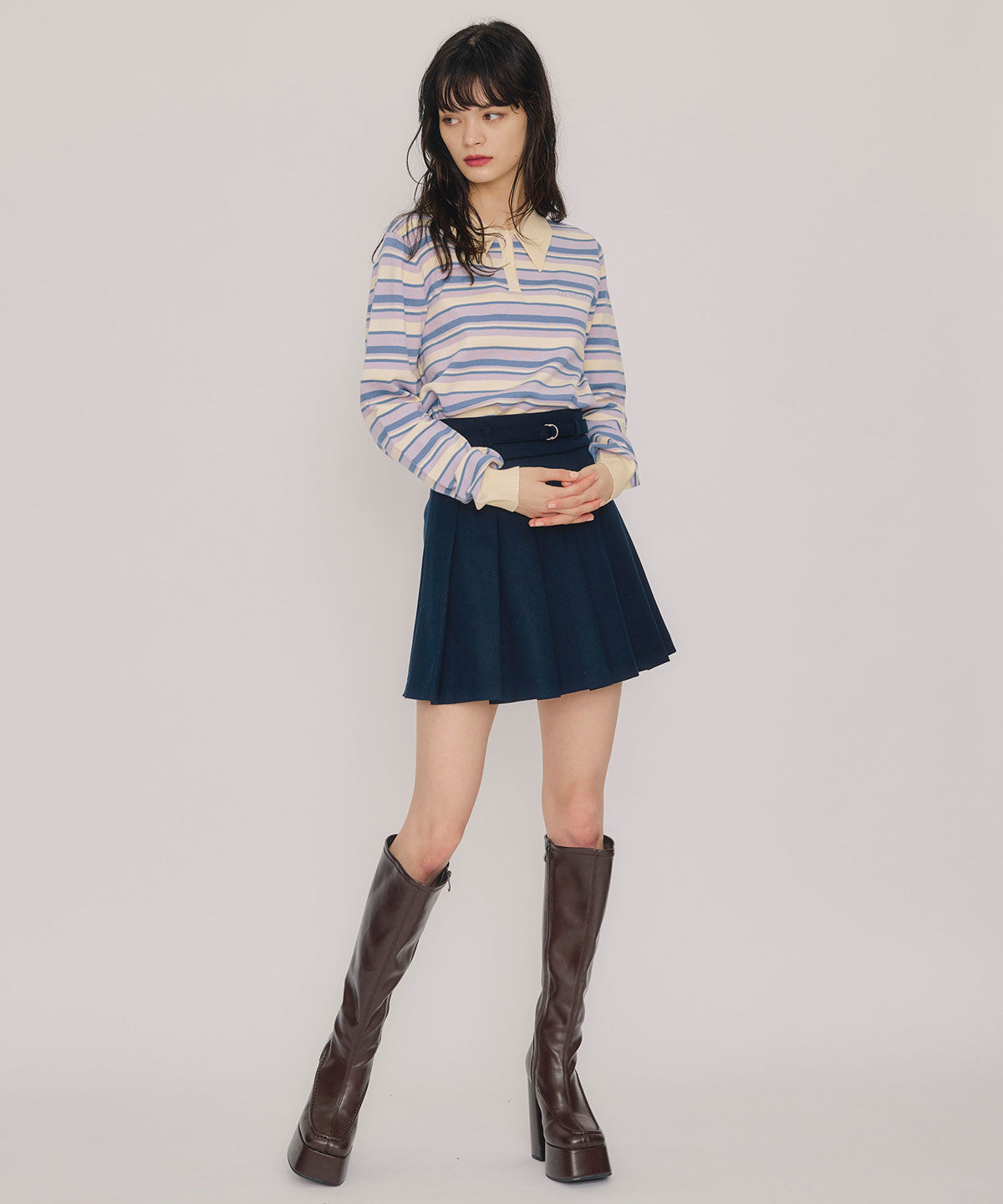 REDYAZEL「マルチボーダーロゴニットプルオーバー」|ニット・セーター|