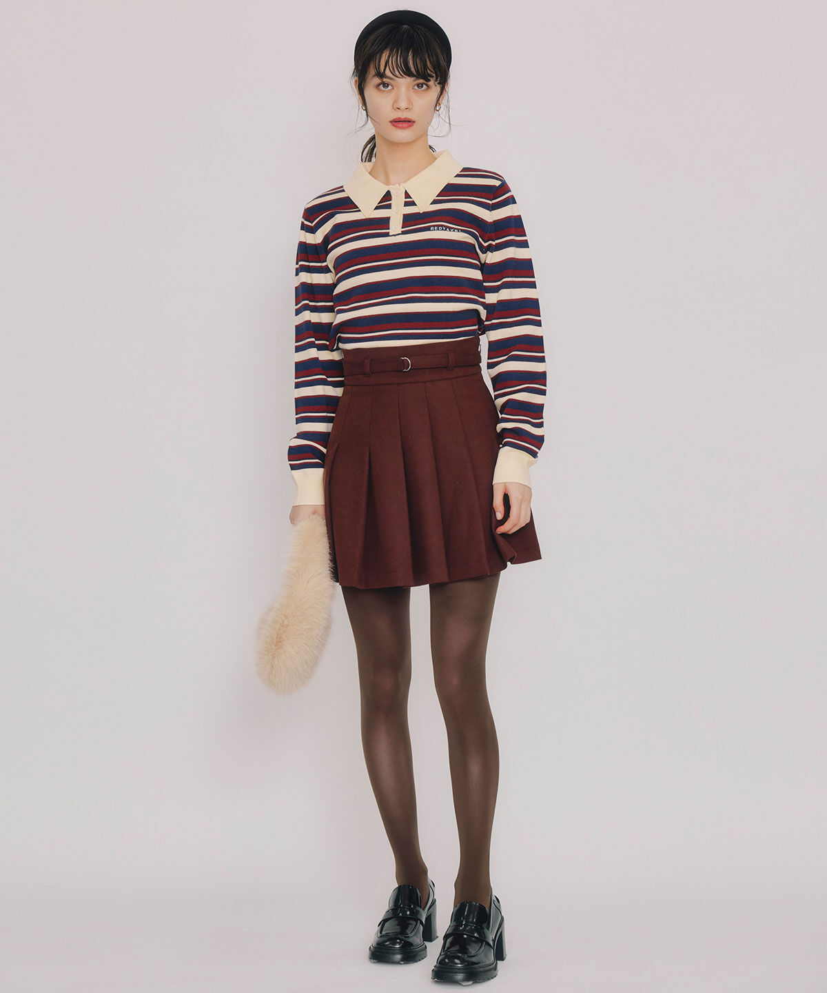 REDYAZEL「マルチボーダーロゴニットプルオーバー」|ニット・セーター|