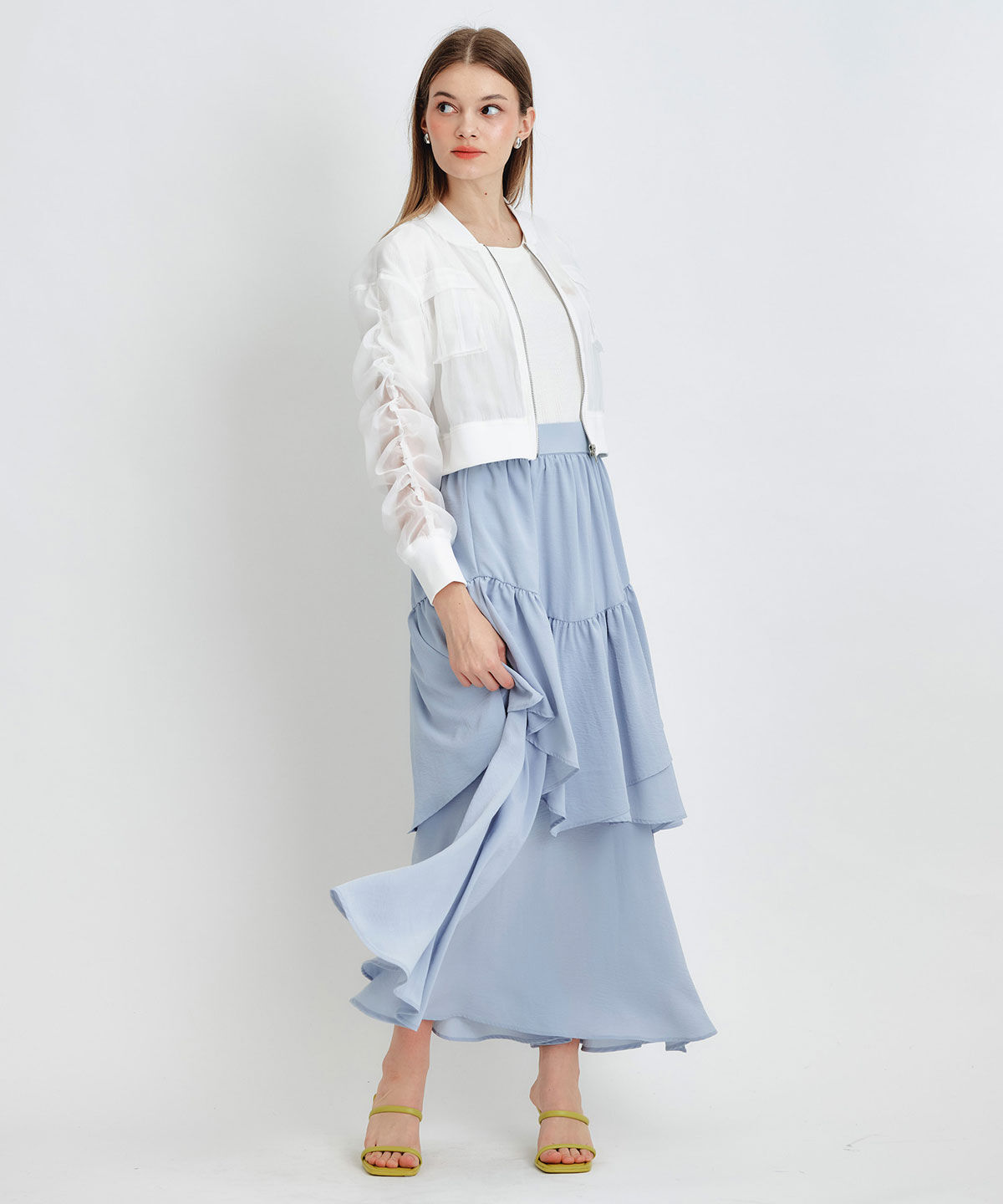 REDYAZEL「ギャザーシアーショートブルゾン」|ブルゾン・スタジャン|