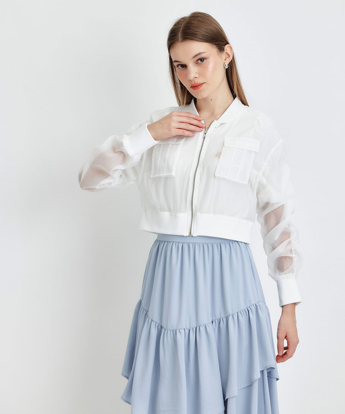 REDYAZEL「ギャザーシアーショートブルゾン」|ブルゾン・スタジャン|