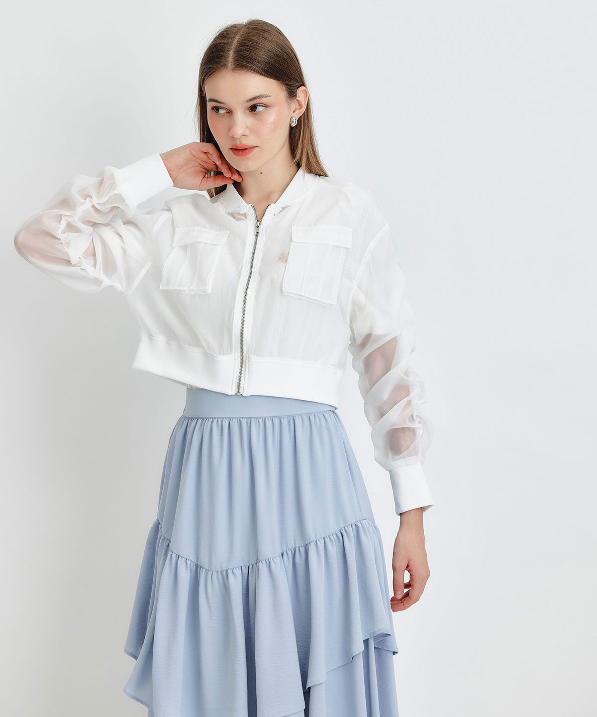 REDYAZEL「ギャザーシアーショートブルゾン」|ブルゾン・スタジャン|