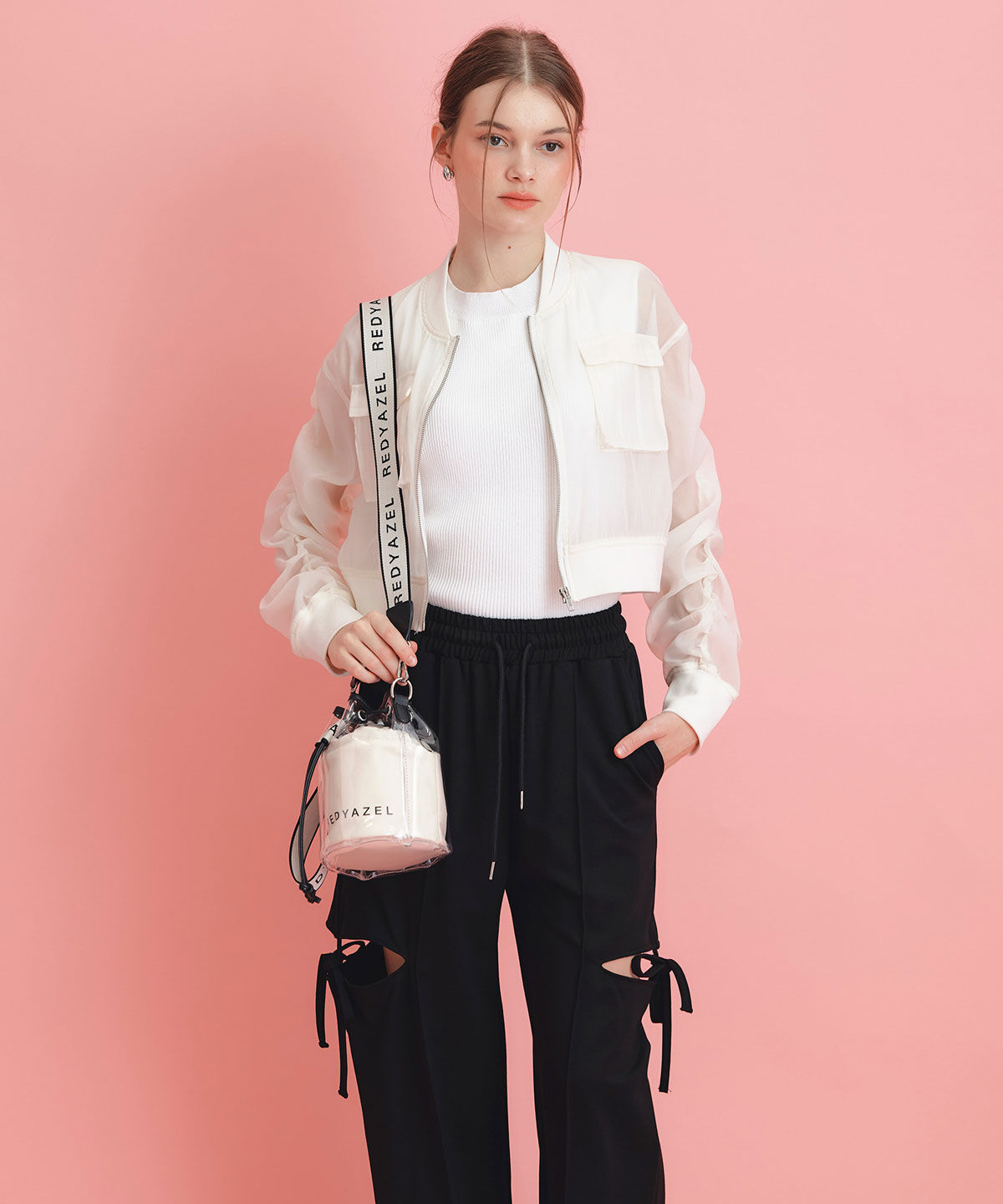 REDYAZEL「ギャザーシアーショートブルゾン」|ブルゾン・スタジャン|