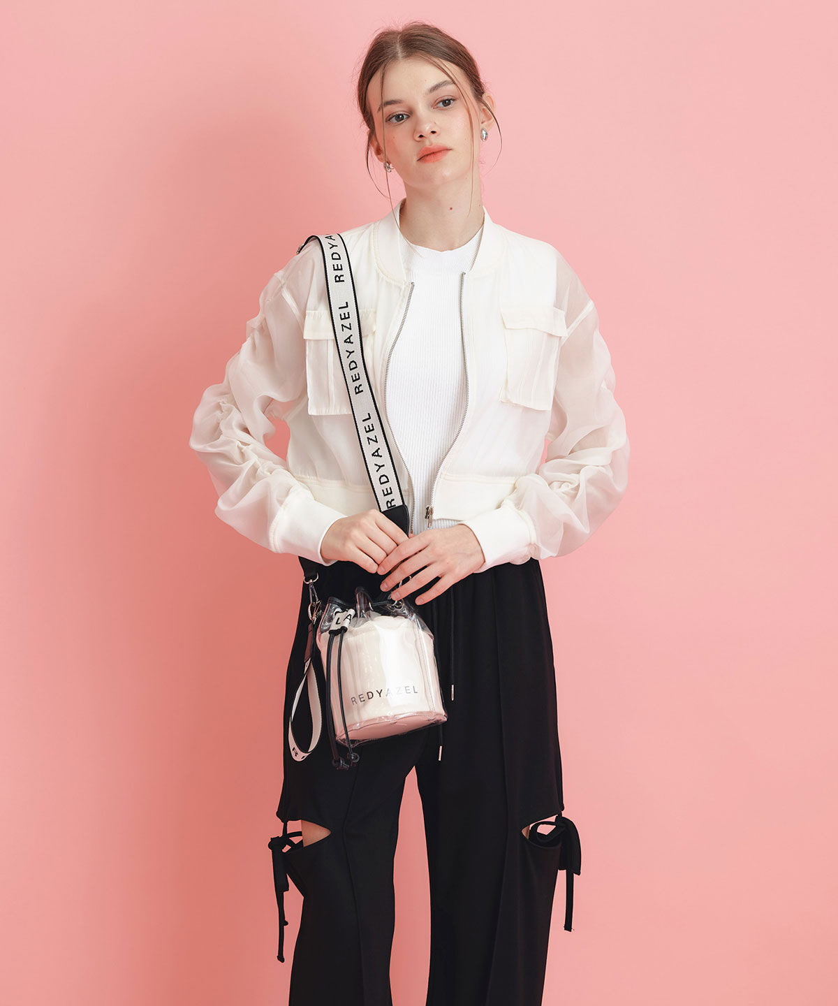 REDYAZEL「ギャザーシアーショートブルゾン」|ブルゾン・スタジャン|