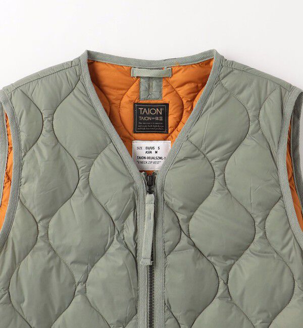 UNITED ARROWS green label relaxing「＜TAION＞ミリタリー Vネック ダブルジップ ダウンベスト」|ダウンベスト・ベスト|