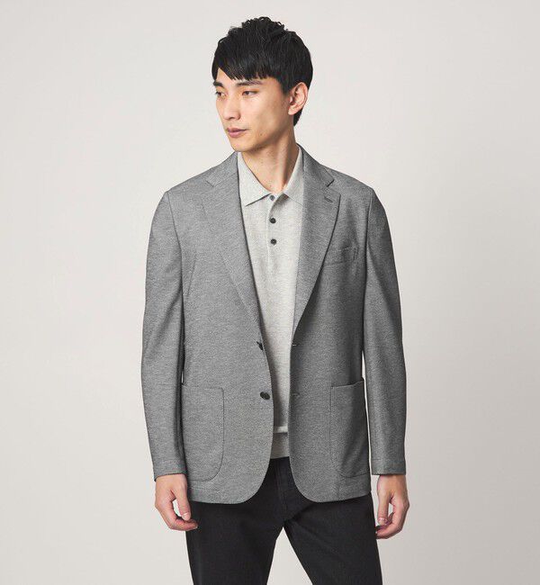 UNITED ARROWS green label relaxing「ポリエステル ジャージ カノコ 2B ジャケット -ウォッシャブル・ストレッチ・吸水速乾-」|テーラードジャケット|MD.GRAY