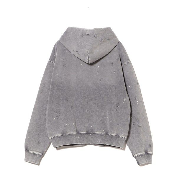 BEAMS「ワイドショートフィット ダメージ フーディ」|スウェット・ジャージ|