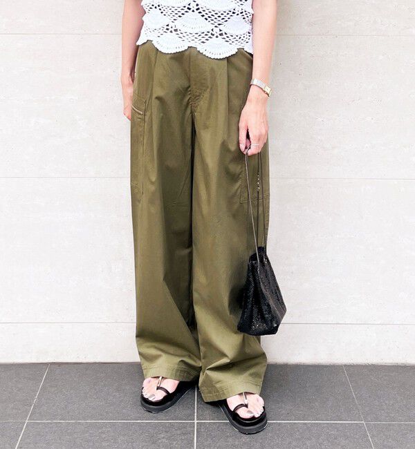 SHIPS for women「〈手洗い可能〉裾 ドロスト カーゴ パンツ 3」|カーゴ|オリーブ