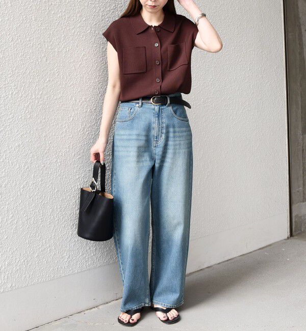 SHIPS Colors 「SHIPS Colors:〈手洗い可能〉ポロ フレンチスリーブ ニット ベスト◇」|ニット・セーター|