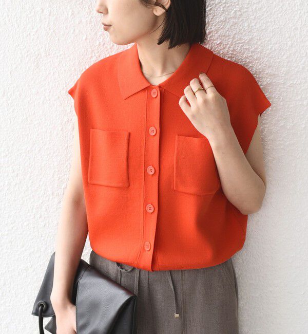 SHIPS Colors 「SHIPS Colors:〈手洗い可能〉ポロ フレンチスリーブ ニット ベスト◇」|ニット・セーター|