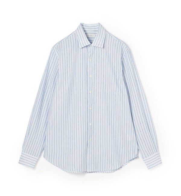 TOMORROWLAND MENS「120/2コットン ストライプ ワイドスプレッドカラーシャツ」|シャツ・ブラウス|66 ブルー系
