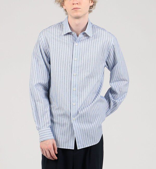 TOMORROWLAND MENS「120/2コットン ストライプ ワイドスプレッドカラーシャツ」|シャツ・ブラウス|