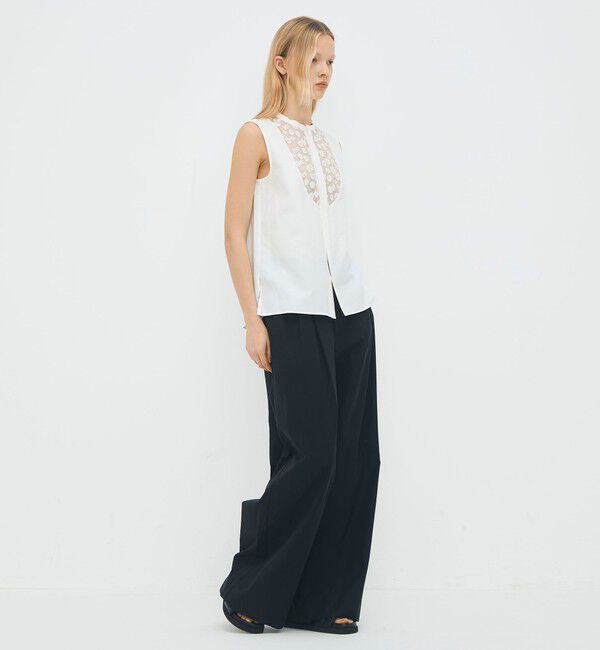 CABaN「シャトルポプリン 2タックワイドパンツ」|チノ|